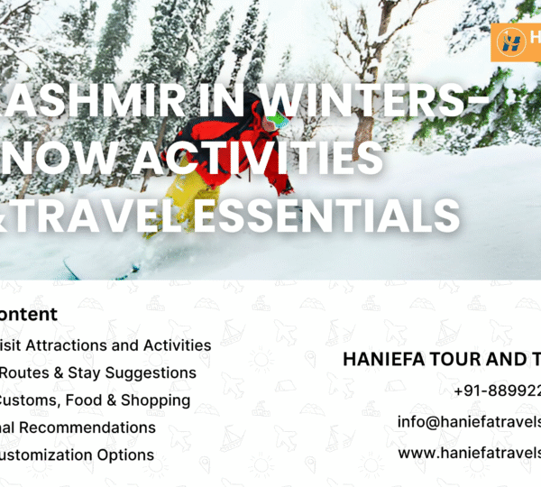 Kashmir winter tour Snow activities in Kashmir Winter travel to Kashmir Kashmir snowfall tour Gulmarg skiing package Winter travel essentials for Kashmir Best time to visit Kashmir in winter Kashmir winter itinerary Houseboat stay in Srinagar winter Kashmir snow trip for families
