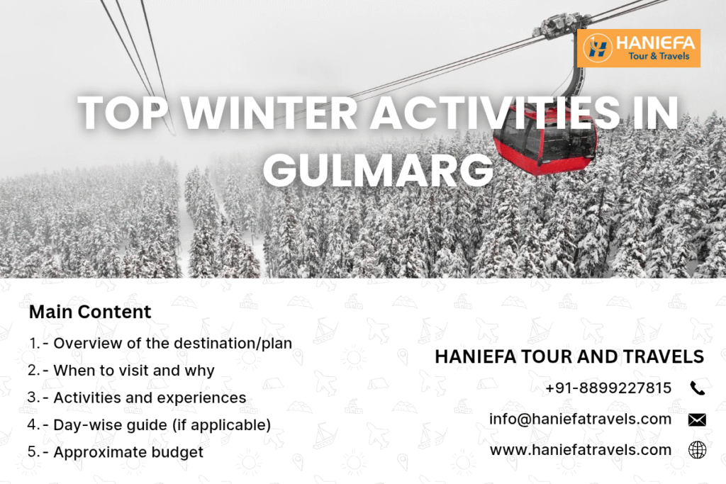 winter things to do in Gulmarg Gulmarg skiing guide snow activities in Gulmarg Gulmarg gondola ride tips best time to visit Gulmarg for snow snowmobile ride in Gulmarg Gulmarg itinerary for 3 days Kashmir winter travel guide adventure sports in Gulmarg affordable winter trips to Gulmarg