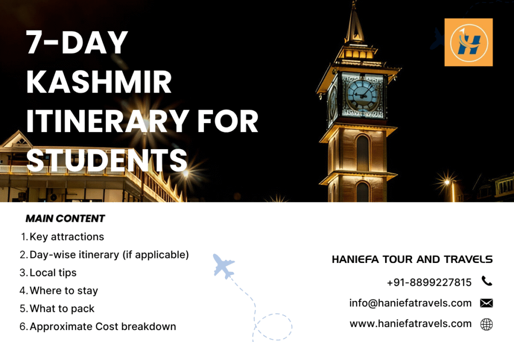 Kashmir student tour packages Kashmir group trip for students Educational trip to Kashmir Kashmir tour for college students Kashmir itinerary for budget travelers Kashmir trip cost for students Student-friendly places in Kashmir Safe Kashmir travel for students 2025 Kashmir group travel itinerary Kashmir study tour package