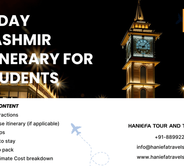 Kashmir student tour packages Kashmir group trip for students Educational trip to Kashmir Kashmir tour for college students Kashmir itinerary for budget travelers Kashmir trip cost for students Student-friendly places in Kashmir Safe Kashmir travel for students 2025 Kashmir group travel itinerary Kashmir study tour package